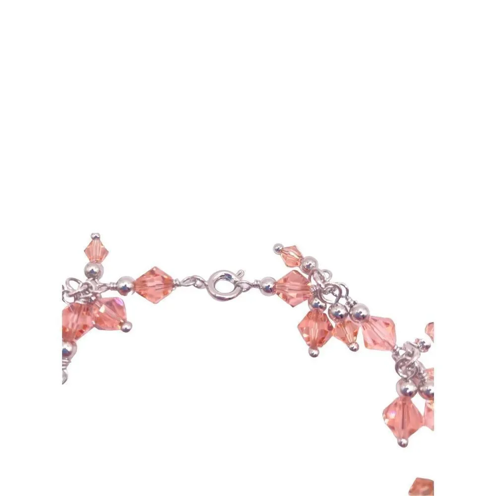 Silver chain with acrylic pink bead dangle bracelet
